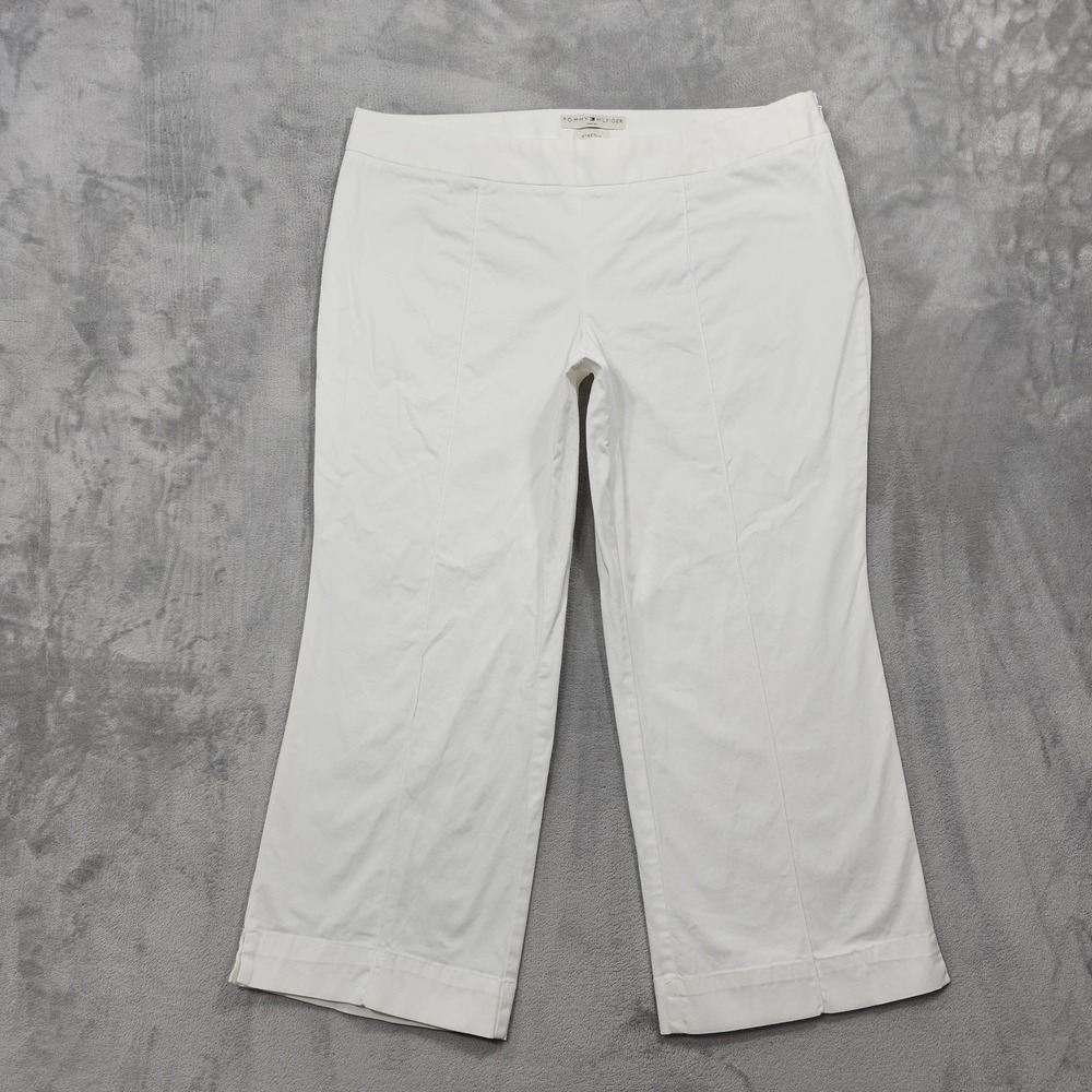 Vintage Tommy Hilfiger Pants Womens 18 White Twill Capri Stretch Pull On Casual